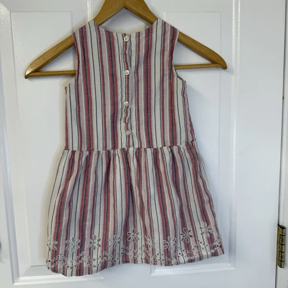 Gap Girls Striped Cotton Dress Eyelet Embroidery‎ Sundress Preppy Size 4
